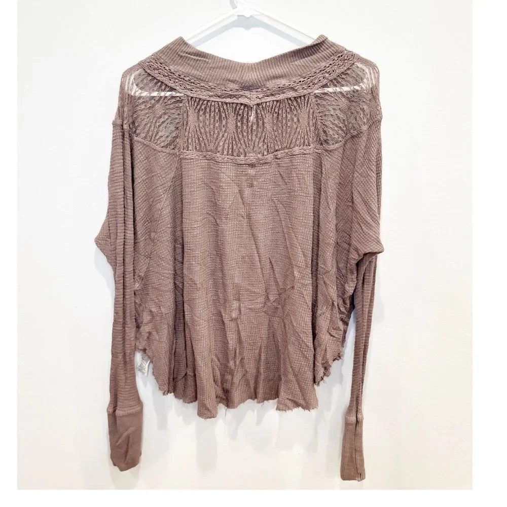 Free people spring valley long sleeve top brown tan